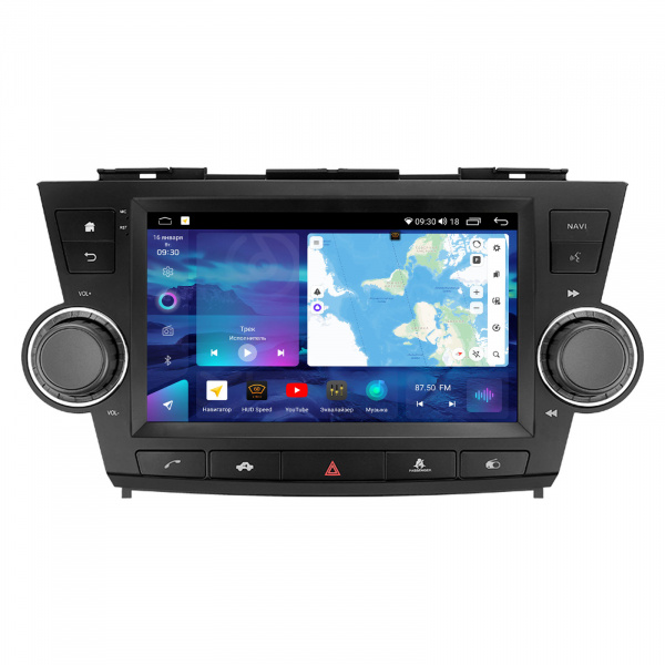 Магнитола на платформе Android Navi PRO 2K 6/128Gb 10" для Toyota Highlander 2007-2013 с кнопками управления