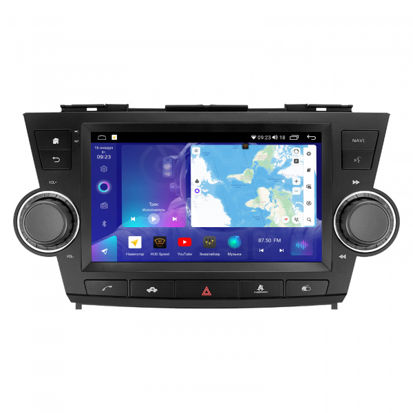 Магнитола на платформе Android Navi PRO 2K 4/64Gb 10" для Toyota Highlander 2007-2013 с кнопками управления