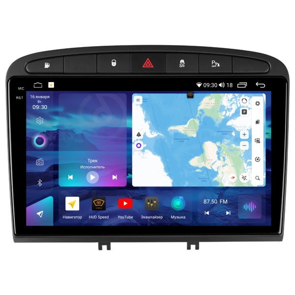 Магнитола на платформе Android Navi PRO 2K 6/128Gb 9" для Peugeot 308 2007-2015/408 2012-2020