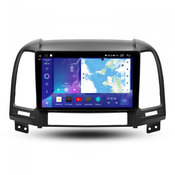 Магнитола на платформе Android Navi PRO 2K 4/64Gb 9" для Hyundai Santa Fe 2007-2012  Type-A