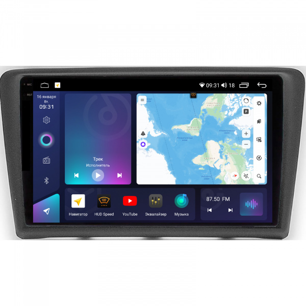 Магнитола на платформе Android Navi PRO 2K 4/32Gb 9" для Skoda Rapid 2012-2019