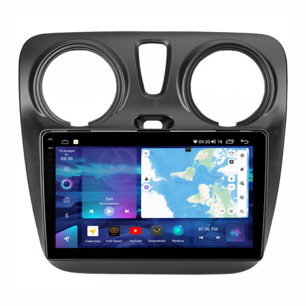 Магнитола на платформе Android Navi PRO 2K 6/128Gb 9" для Renault Dokker 2012-2020 9" черная матовая рамка