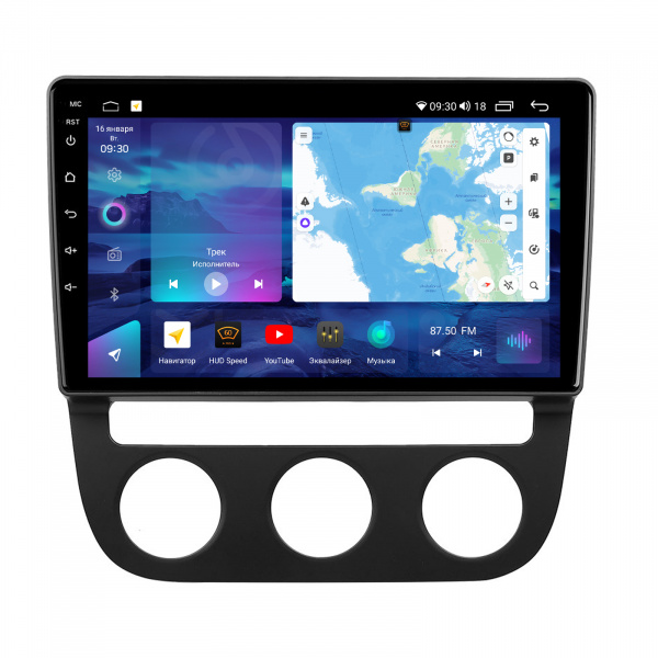 Магнитола на платформе Android Navi PRO 2K 6/128Gb 10" для Volkswagen Golf 5/Jetta 5 2003-2010 10" "F2" Climate