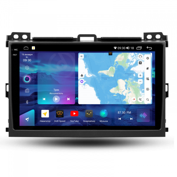 Магнитола на платформе Android Navi PRO 2K 6/128Gb 9" для Toyota Land Cruiser Prado 120 2003-2009 Type-A