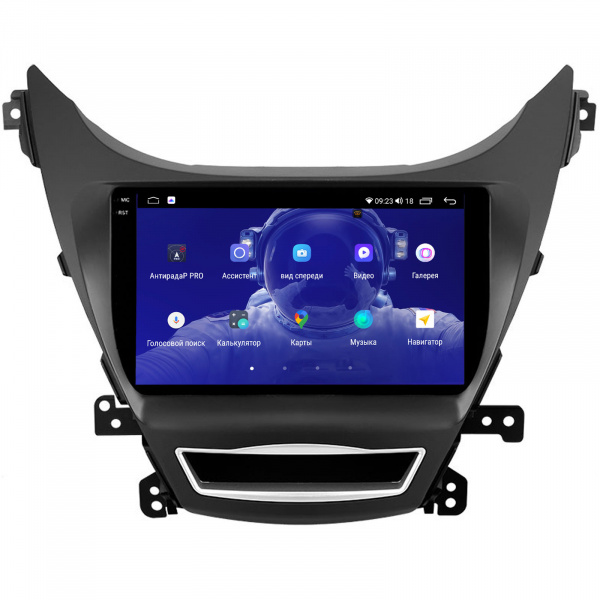 Магнитола на платформе Android Navi PRO 2K 4/64Gb 9" для Hyundai Elantra 2010-2016 черная матовая рамка F1