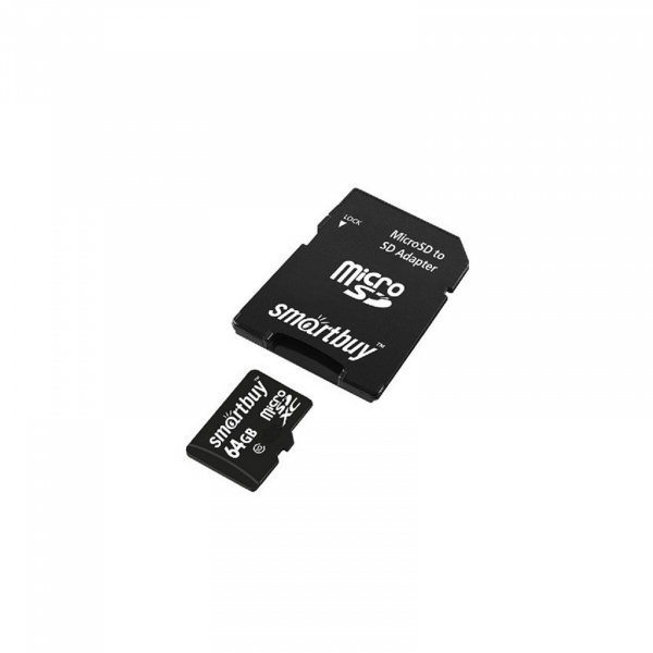 Карта памяти SmartBuy Micro SD 64Gb 10 class с адаптером SD