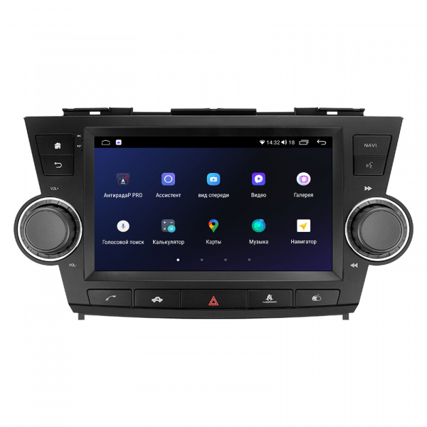 Магнитола на платформе Android Navi PRO 2K 4/32Gb 10" для Toyota Highlander 2007-2013 с кнопками управления