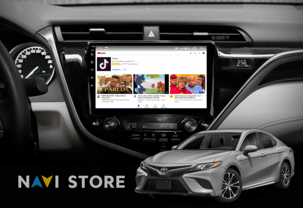 Установочный комплект для Toyota Camry 2018-2021 10" черная глянцевая рамка